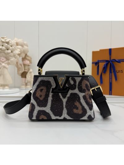 Louis Vuitton Black and Brown Animal-Pattern Top Handle Bag