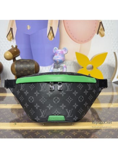 Louis Vuitton Black and Grey Monogram Belt Bag with Green Trim