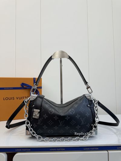 Louis Vuitton Black and Grey Monogram Chain Shoulder Bag