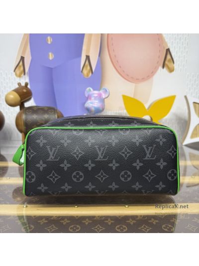 Louis Vuitton Black and Grey Monogram Toiletry Pouch with Green Trim