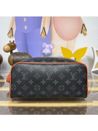 Louis Vuitton Black and Grey Monogram Toiletry Pouch with Orange Trim