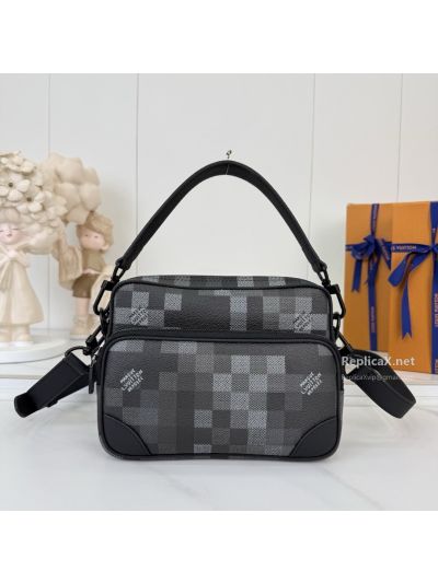 Louis Vuitton Black and Grey Pixel Check Crossbody Bag