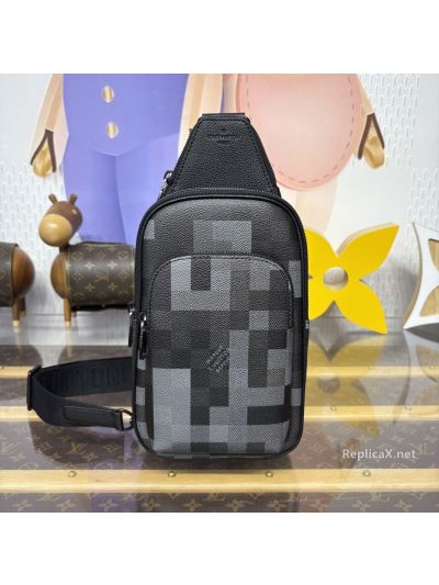 Louis Vuitton Black and Grey Pixel Check Sling Bag