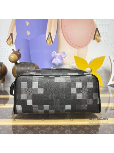 Louis Vuitton Black and Grey Pixel Check Toiletry Bag