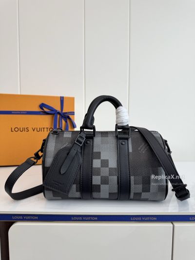 Louis Vuitton Keepall Bandoulière 25 Black and Grey Pixel Check Twin Handle Bag M14919