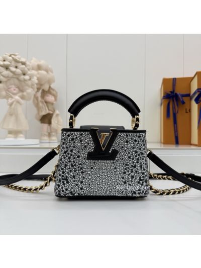 Louis Vuitton Black and Silver Embellished Top Handle Bag