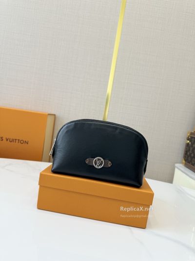 Louis Vuitton Black Cosmetic Pouch with Monogram Accent