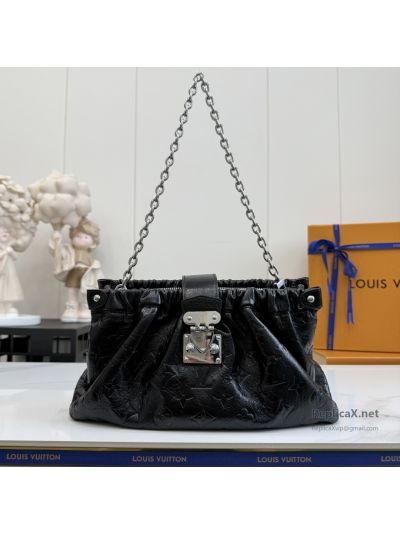 Louis Vuitton Black Crinkled Chain Shoulder Bag Premium