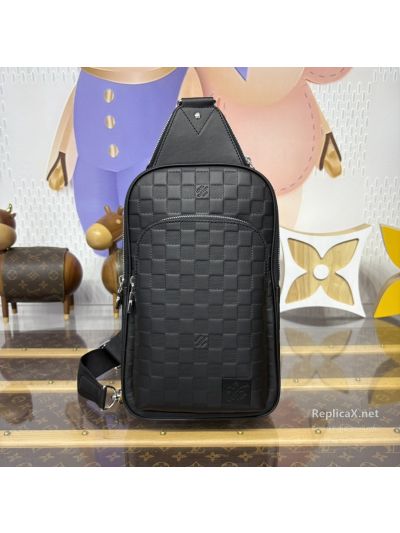Louis Vuitton Black Embossed Check Slim Sling Bag