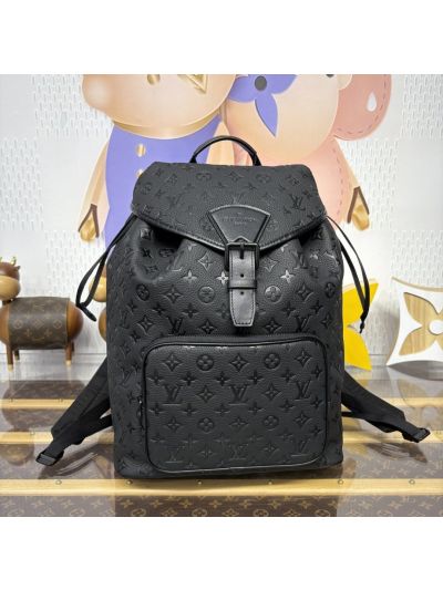 Louis Vuitton Black Embossed Flap Backpack M23127