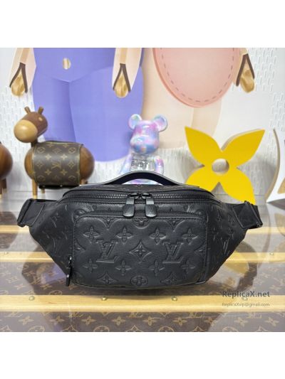 Louis Vuitton Rush Bumbag Black Embossed Monogram Belt Bag with Front Pocket M47058