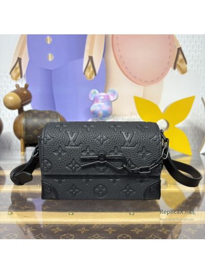 Louis Vuitton Black Embossed Monogram Chain Flap Bag