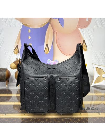 Louis Vuitton Black Embossed Monogram Double Pocket Shoulder Bag