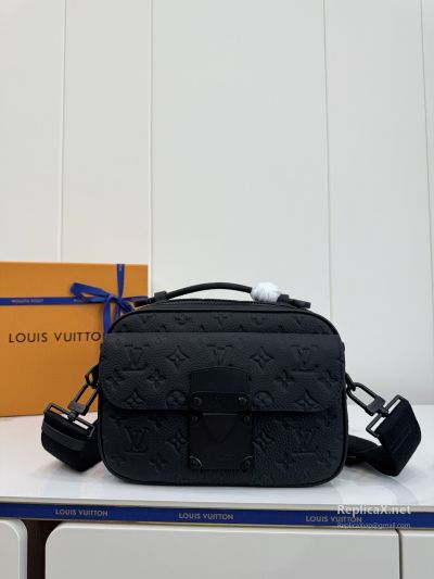 Louis Vuitton Black Embossed Monogram Lock Crossbody Bag