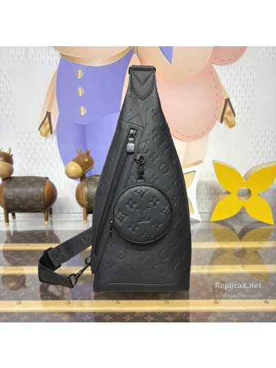 Louis Vuitton Black Embossed Monogram Sling Bag