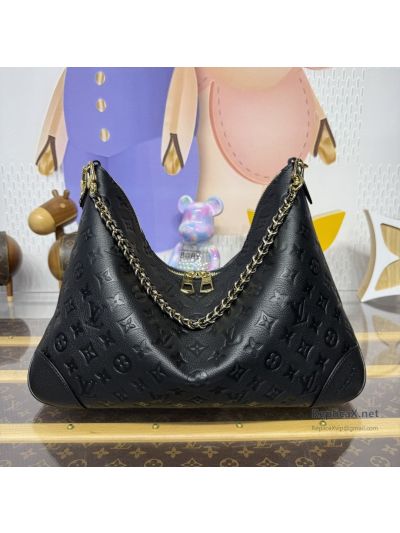 Louis Vuitton Black Embossed Monogram Slouchy Chain Bag