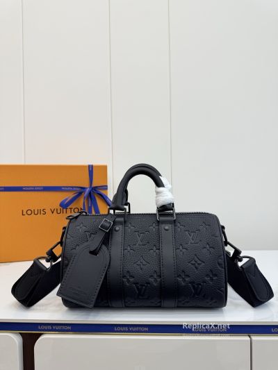 Louis Vuitton Black Embossed Monogram Twin Handle Bag