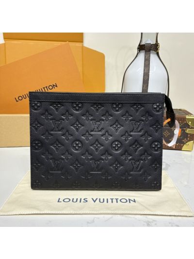 Louis Vuitton Black Embossed Zip Clutch
