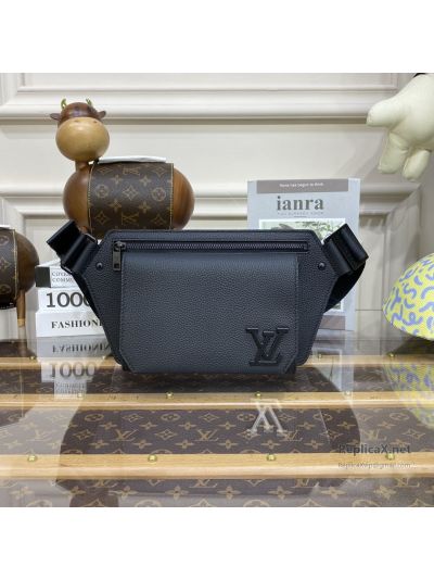 Louis Vuitton Black Grained Flap Belt Bag
