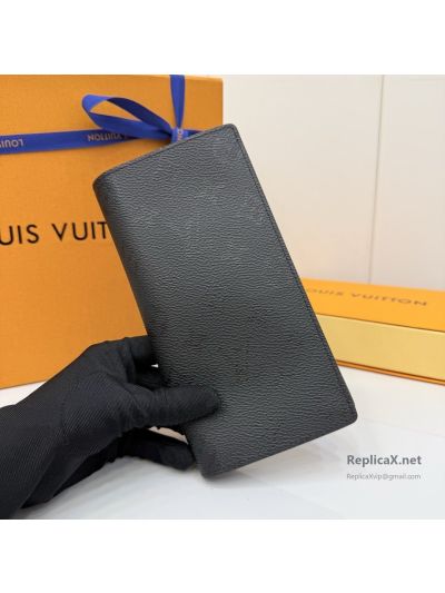 Louis Vuitton Black Long Folded Wallet with Monogram Panel