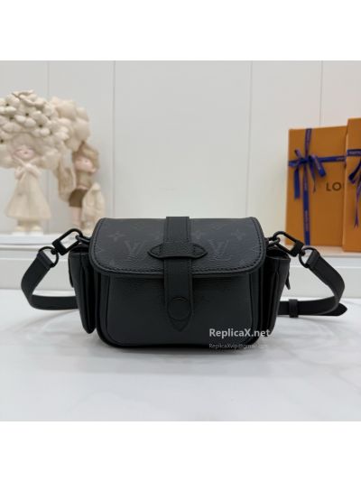 Louis Vuitton Black Monogram Flap Messenger Bag