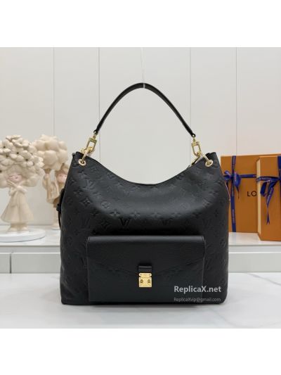 Louis Vuitton Black Monogram Hobo Bag with Flap Pocket