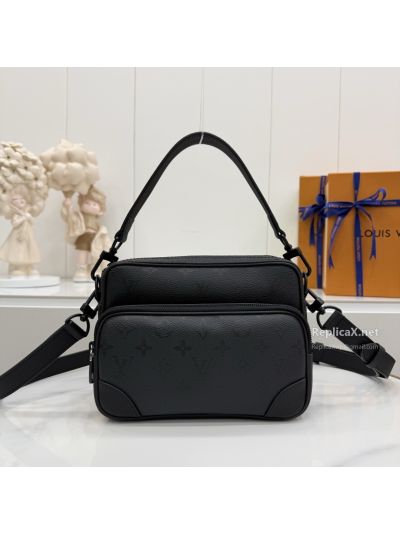 Louis Vuitton Black Monogram Zip Crossbody Bag with Front Pocket