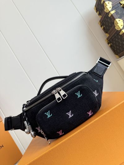 Louis Vuitton Black Multicolor Mini-Logo Belt Bag