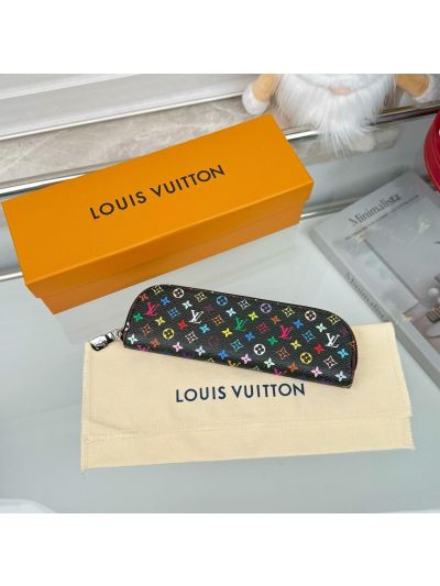 Louis Vuitton Black Multicolor Monogram Slim Zip Case