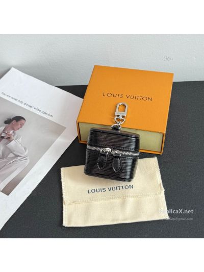 Louis Vuitton Black Ribbed Clip On Mini Pouch