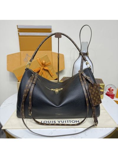 Louis Vuitton Black Shoulder Bag with Monogram Trim