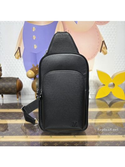 Louis Vuitton Black Slim Sling Bag with Front Pocket
