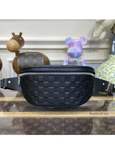 Louis Vuitton Black Textured Check Rectangular Belt Bag