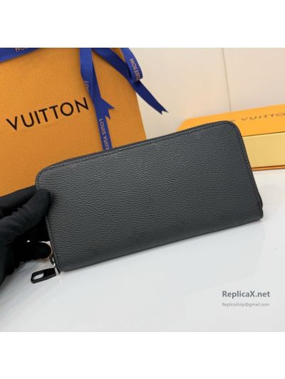 Louis Vuitton Black Textured Long Zip Wallet