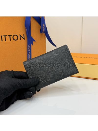 Louis Vuitton Black Textured Snap Wallet
