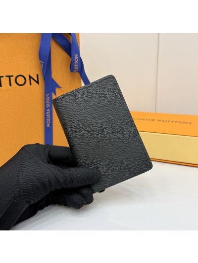 Louis Vuitton Black Textured Vertical Card Wallet