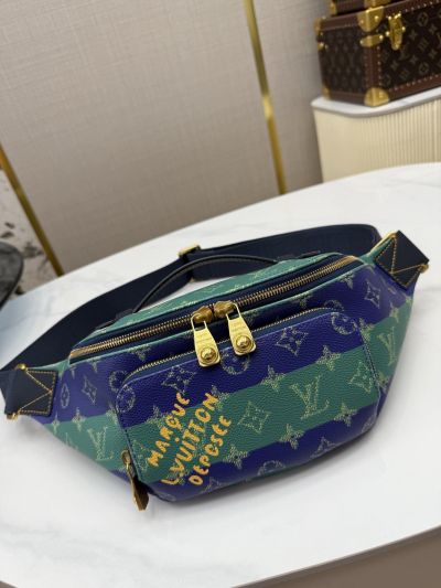 Louis Vuitton Blue and Green Striped Monogram Belt Bag