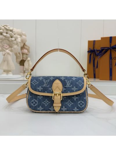 Louis Vuitton Blue Denim-Look Monogram Buckle Flap Bag