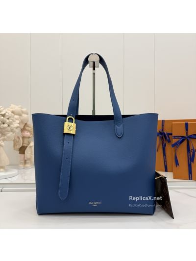 Louis Vuitton Blue Double Handle Tote with Hanging Buckle Strap