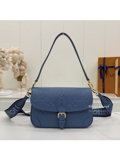 Louis Vuitton Blue Embossed Monogram Buckle Flap Bag