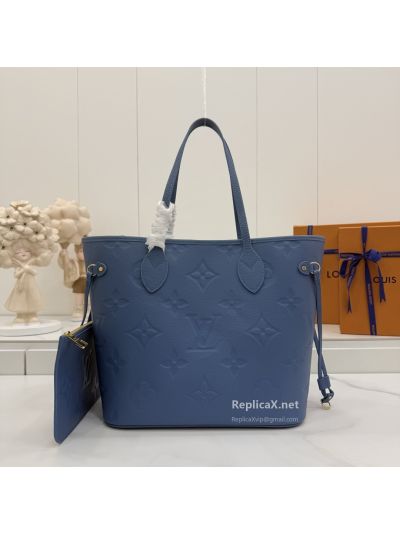 Louis Vuitton Blue Embossed Monogram Tall Tote