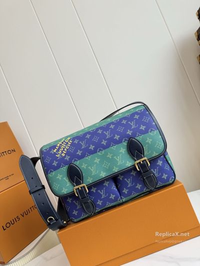 Louis Vuitton Blue Green Monogram Double Buckle Bag