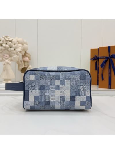 Louis Vuitton Blue Grey Pixel Check Toiletry Pouch