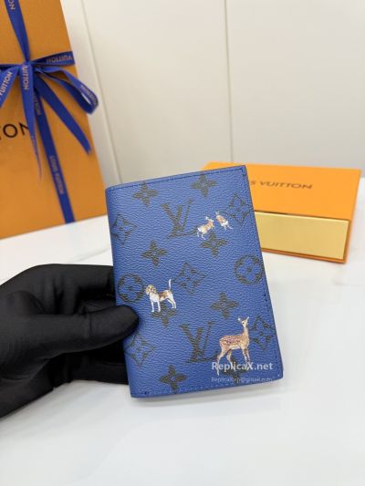 Louis Vuitton Blue Monogram Animal Print Long Fold Wallet M27052