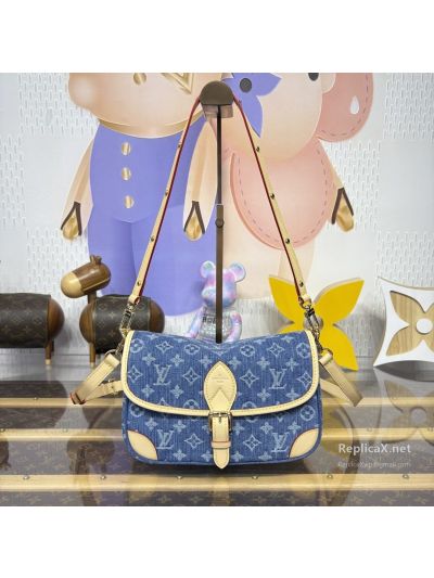 Louis Vuitton Blue Monogram Buckle Flap Shoulder Bag