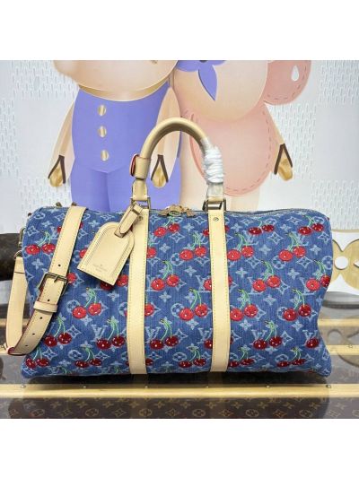 Louis Vuitton Blue Monogram Cherry-Print Travel Bag