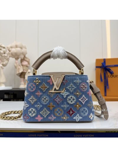 Louis Vuitton Blue Monogram Embellished Top Handle Bag