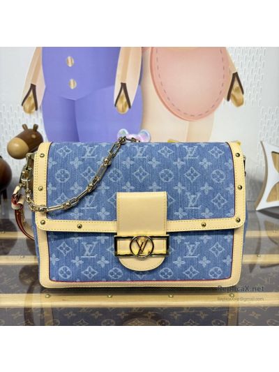 Louis Vuitton Blue Monogram Flap Bag with Broad Buckle Trim M13319