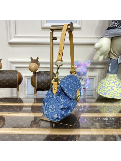 Louis Vuitton Blue Monogram Flap Shoulder Bag