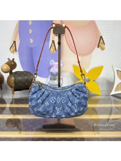 Louis Vuitton Blue Monogram Gathered Crescent Shoulder Bag